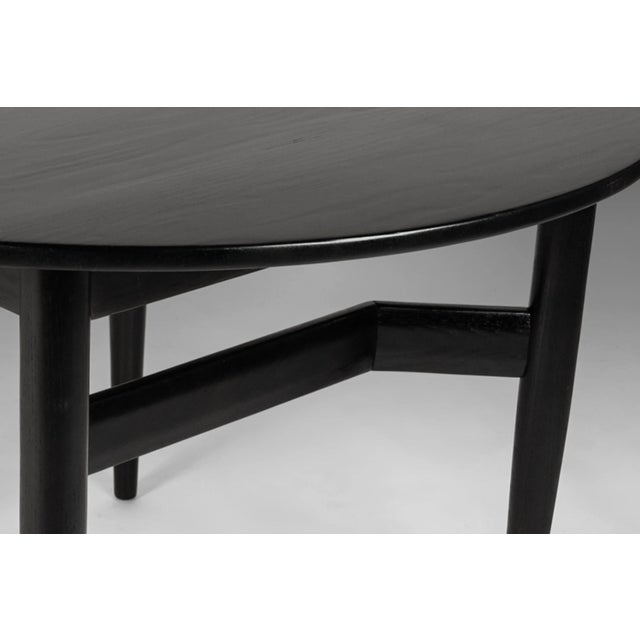 Wood Circa 1960s Mid-Century Modern Ebonized Extension Dining Table with Architectural Leg Base For Sale - Image 7 of 12