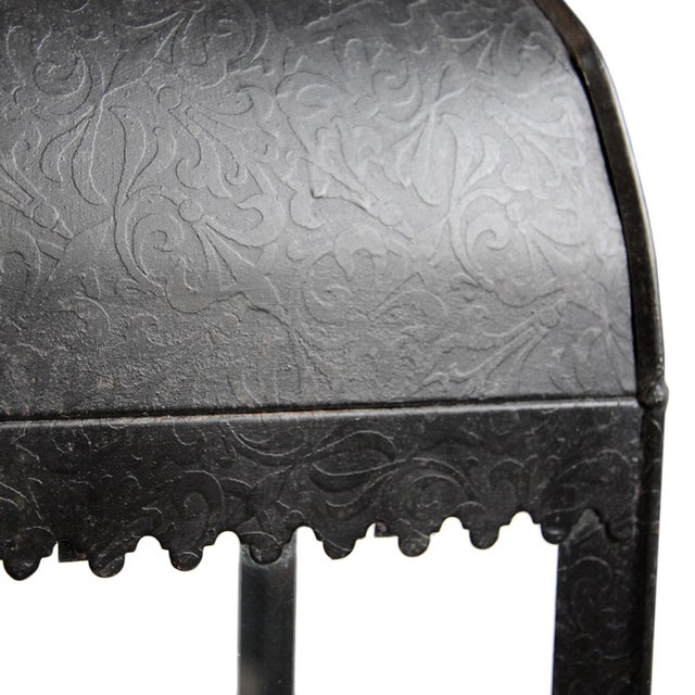 Beautiful hand crafted vintage Moorish style black iron and clear glass table or floor lantern / candle holder. Subtle...