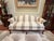 Chippendale Vintage Traditional Chippendale Style Damask & Striped Camelback Sofa With Claw and Ball Feet For Sale - Image 3 of 6