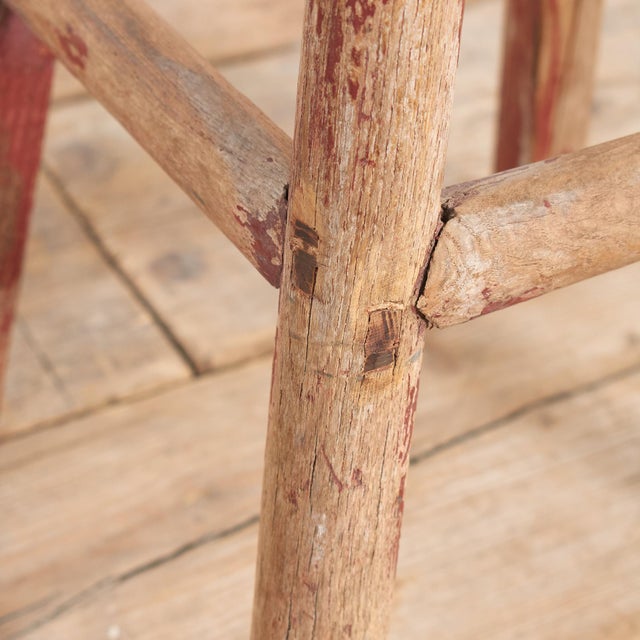 Antique Rustic Round Top Stool For Sale - Image 6 of 8