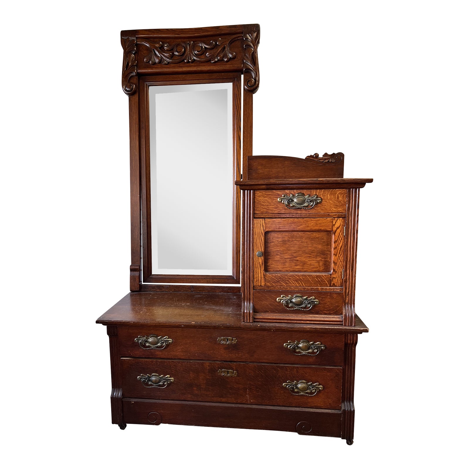Antique Dresser With Hat Box & Mirror Chairish