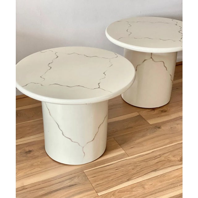 Paint Pair of 1980s Lacquer Round Top End Tables For Sale - Image 7 of 8