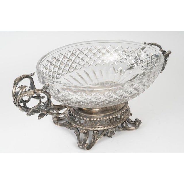 19th Century Large Napoleon III Crystal and Silver-Plated Bronze Bowl, 1800s For Sale - Image 5 of 9
