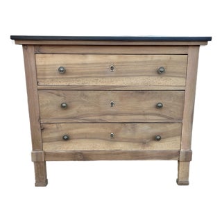 French 19th Century Empire Bleached Solid Walnut Commode For Sale