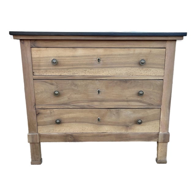 French 19th Century Empire Bleached Solid Walnut Commode For Sale