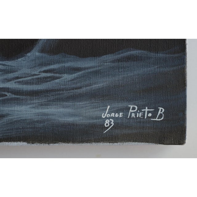 Coastal 1980s Jorge Prieto B. Stormy Seascape Original Oil on Canvas For Sale - Image 3 of 3