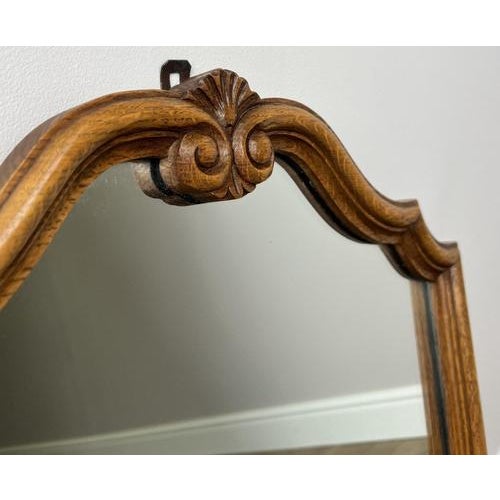 Vintage French Louis Style Oak Wall Mirror For Sale - Image 4 of 7