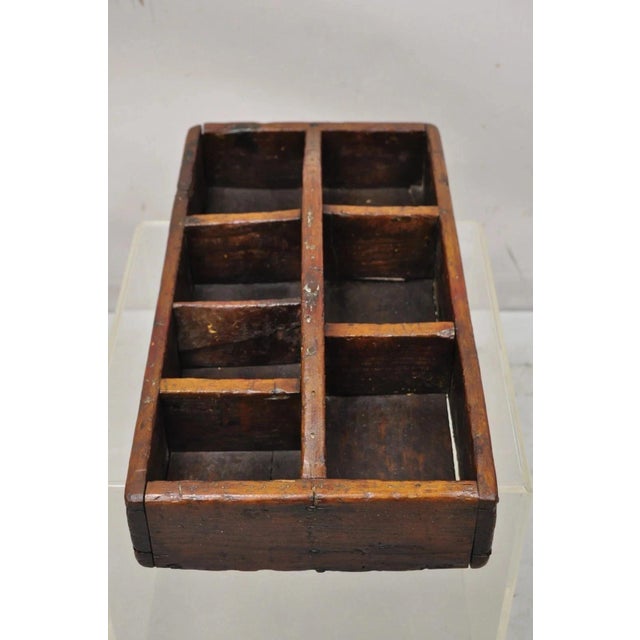 Antique French Country Provincial Wooden Storage Caddy Tool Box Desk Organizer For Sale - Image 4 of 9