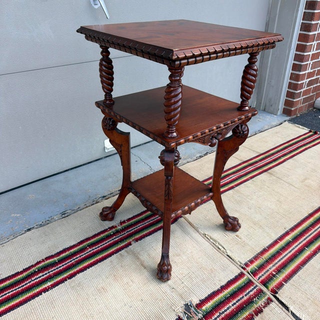 Antique Carved Cherry Wood Side Table, Aesthetic Period, Circa 1890 For Sale - Image 6 of 18