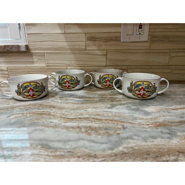 1980s Tabasco Brand Oysters Double-Handle Gumbo Bowl - Set of 4 For Sale - Image 4 of 4