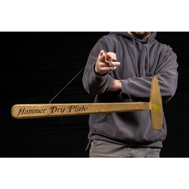 Early 20th Century Antique Hammer Dry Plate Figural Wooden Advertising Sign For Sale - Image 5 of 8