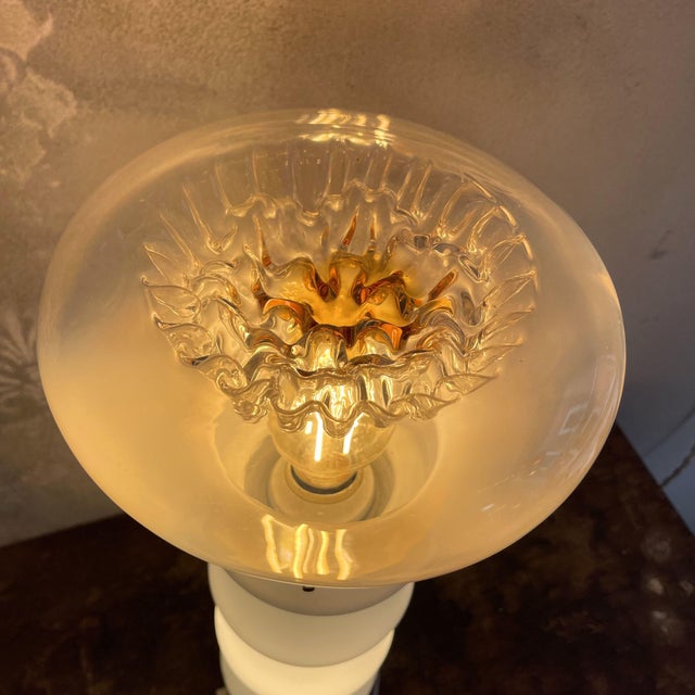 Space Age Murano and Opal Glass Table Lamp attributed to Mazzega, 1980s For Sale - Image 12 of 18