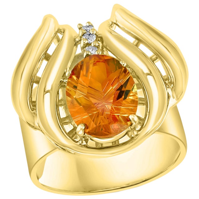 4 Carat Oval Citrine and Diamond Ring in 14 Karat Yellow Gold, Estate For Sale - Image 15 of 18