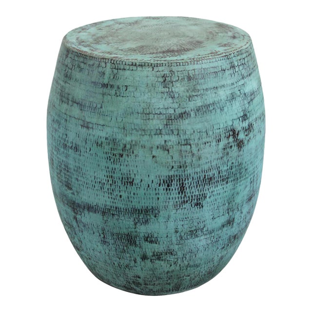 Vintage Hammered Copper Barrel Table/Stool For Sale