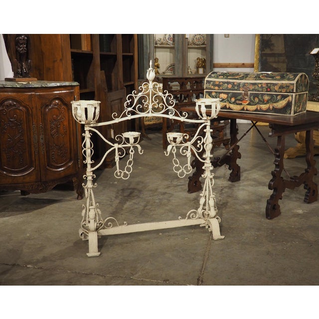 Large Antique French Wrought Iron Château Fireplace Landier Screen, Circa 1890 For Sale - Image 17 of 18