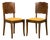 Pair of 1930s French Art Deco Mustache-Back Oak and Walnut Side Accent Chairs For Sale