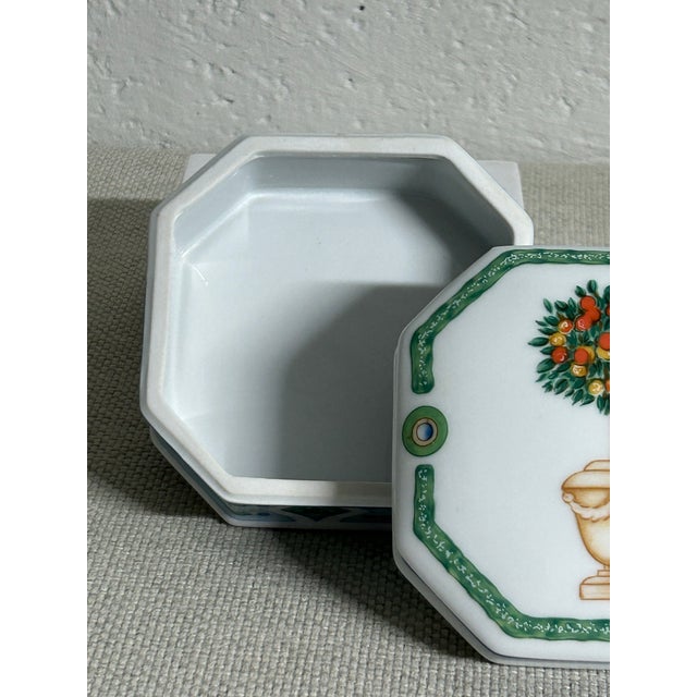 Late 20th Century Philippe Deshoulières Limoges France "Jardin Royal" Octagonal Topiary Trinket Box For Sale - Image 5 of 9
