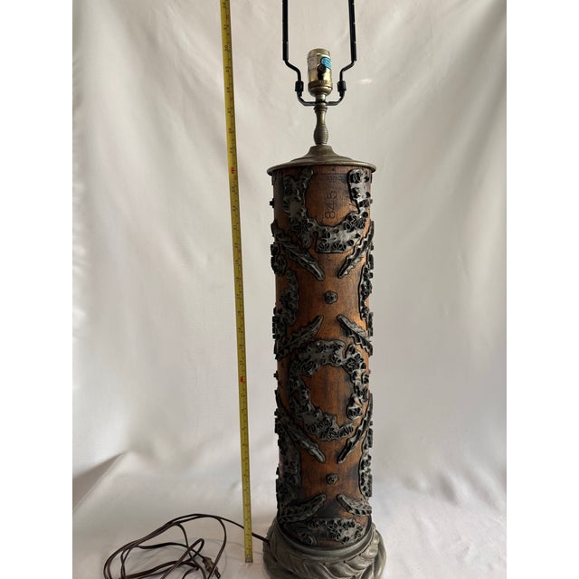 Early 19th Century Vintage Industrial Wallpaper Roller Floor Lamp For Sale In San Diego - Image 6 of 9