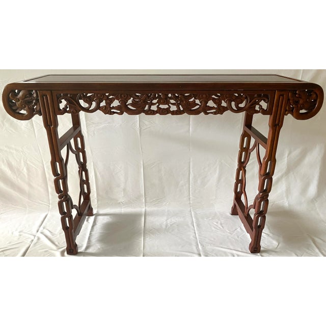 Large Chinese Hand Carved Altar Table or Rosewood Console Table or Entry Table For Sale - Image 12 of 12
