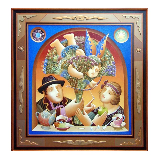 Anton Arkhipov "Amour" Hand Signed Original Painting Custom Framed by Artist For Sale