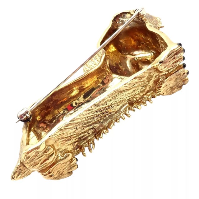 Vintage Tiffany & Co. Yellow Gold Enamel Dog Terrier Brooch Pin 1960's For Sale - Image 10 of 11