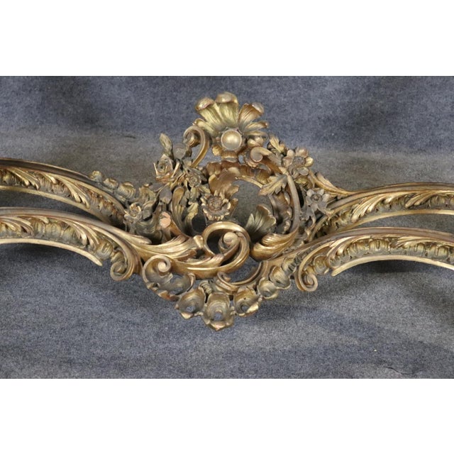 French Louis XV Giltwood Carved Walnut Marble Top Console Table Circa 1890s For Sale - Image 4 of 15