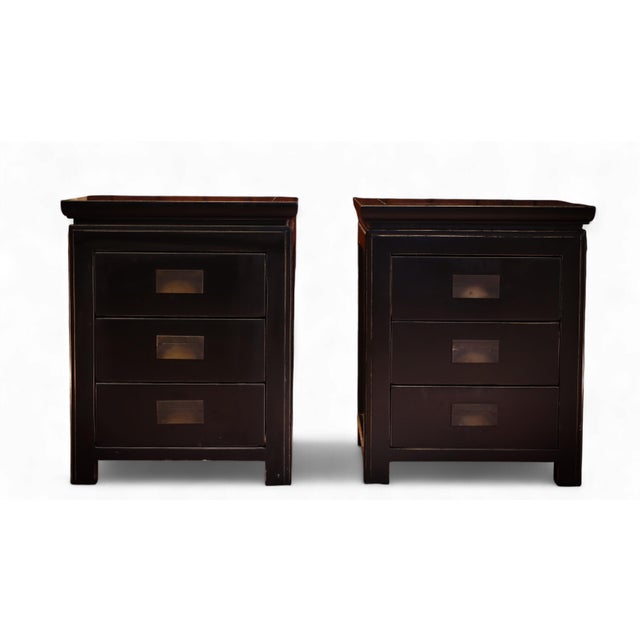 Canton Bedside Tables with 3 Drawers in Black Ash from Lombok, 2010s, Set of 2 For Sale - Image 11 of 13