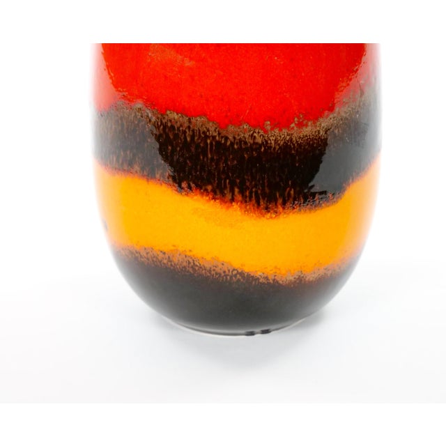 Ceramic Mid-Century West German Glazed Porcelain Vase, Yellow, Red & Brown 10" Tall For Sale - Image 7 of 11