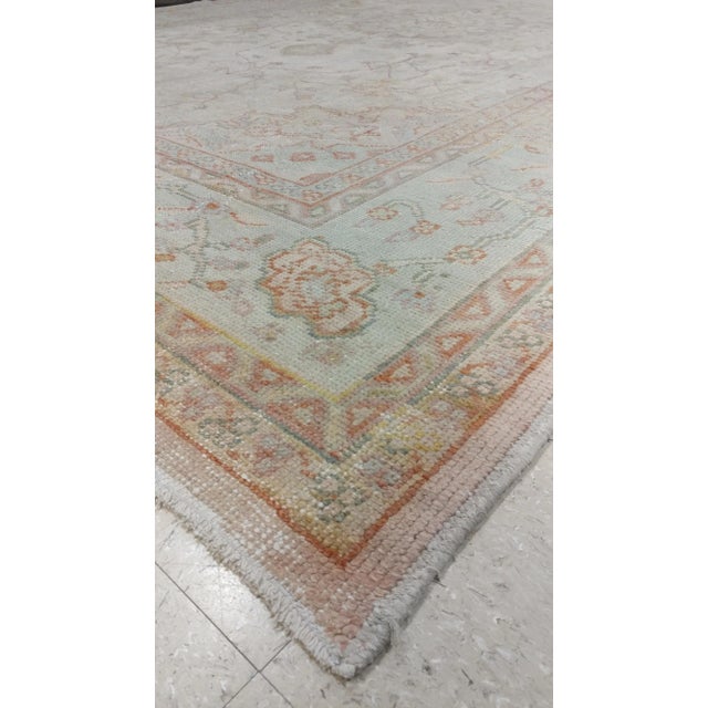 Pink Antique Oushak Carpet, Handmade Oriental Rug, Shrimp Pink, Taupe, Cream Fine Rug For Sale - Image 8 of 13