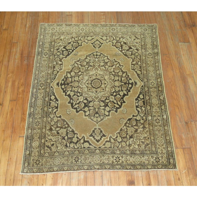 Zabihi Collection Brown Antique Persian Tabriz Rug For Sale In New York - Image 6 of 6