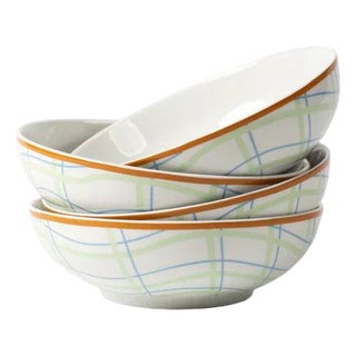 Misette Grid Porcelain Bowls, Set of 4 For Sale