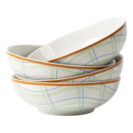 Misette Grid Porcelain Bowls, Set of 4 For Sale