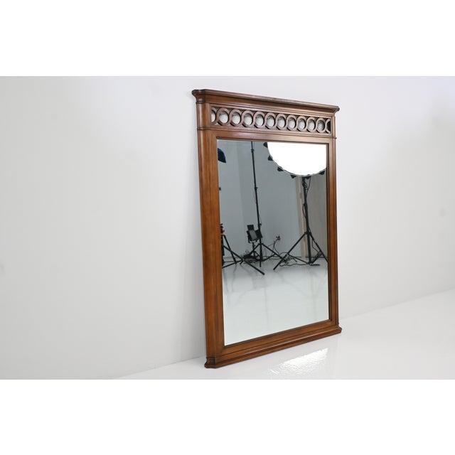 Neoclassical Kindel Neoclassical Regency Style Cherry Wood Wall Mirror With Pierced Gallery For Sale - Image 3 of 13