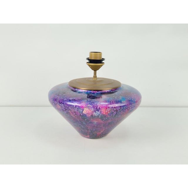 Blue Vintage French Glass Table Lamp from Laque Line, 1970s For Sale - Image 8 of 13