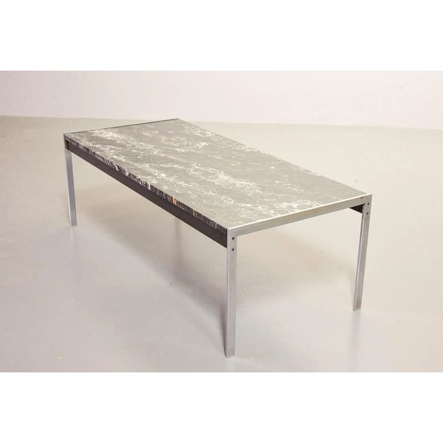 Mid-Century Modern Black Marble and Brushed Steel Coffee Table by Kho Liangh for Artifort, 1960s For Sale - Image 3 of 17