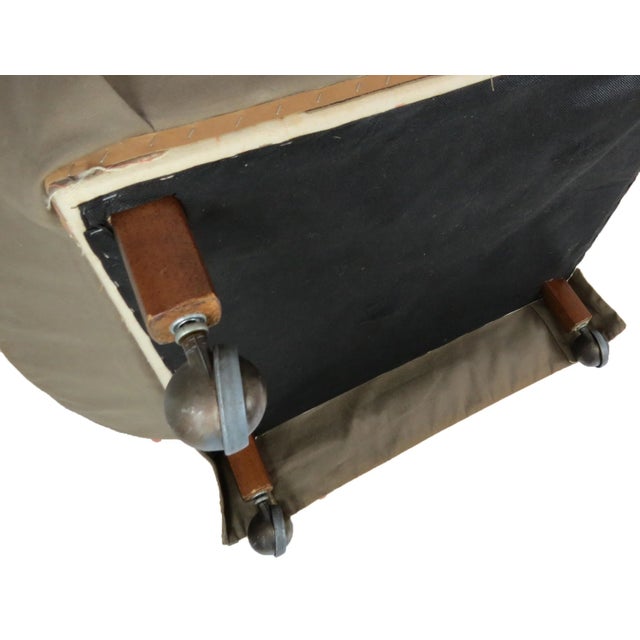 Vintage Square Ottoman With Solid Walnut Legs on Casters For Sale - Image 10 of 10