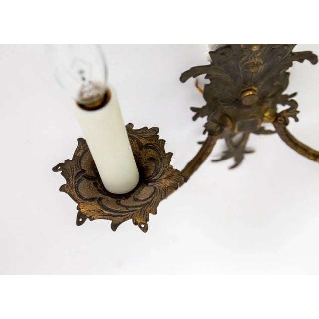 Metal 1940s Cast Brass Acanthus Leaves 2-Light Sconce For Sale - Image 7 of 11