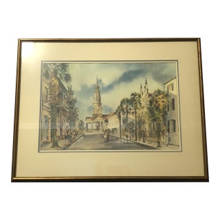Vintage Virginia Fouché Bolton Signed "April in Charleston" Print (1981) For Sale