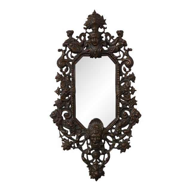 Vintage Bronze Victorian Wall Mirror For Sale