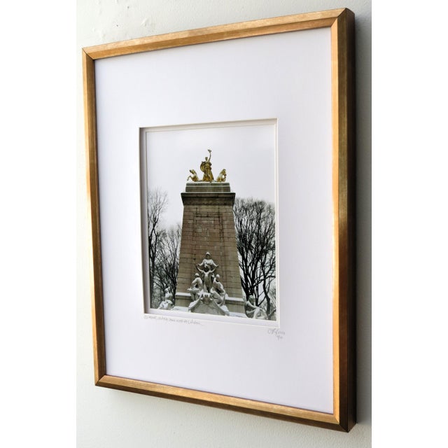 The USS Maine Monument at Columbus Circle, Central Park South New York City in winter. Architectural Travel Photography....