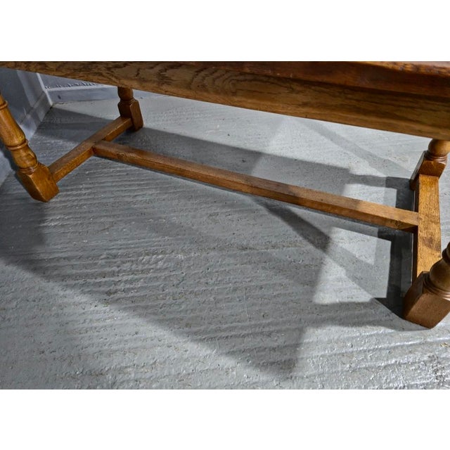 Wood Golden Oak Plank Farmhouse Refectory Dining Table, 1920 For Sale - Image 7 of 8