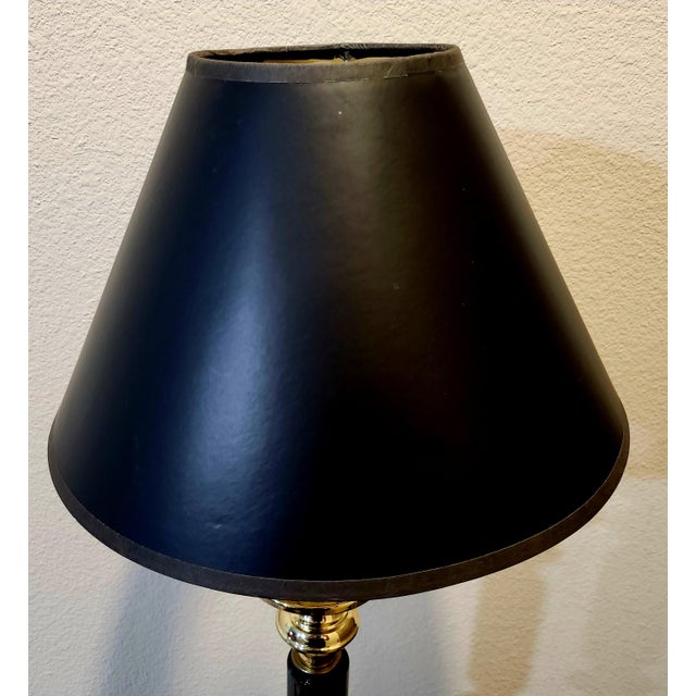 Vintage Mid-Century Modern Black Marble and Brass Table Lamp For Sale - Image 9 of 12