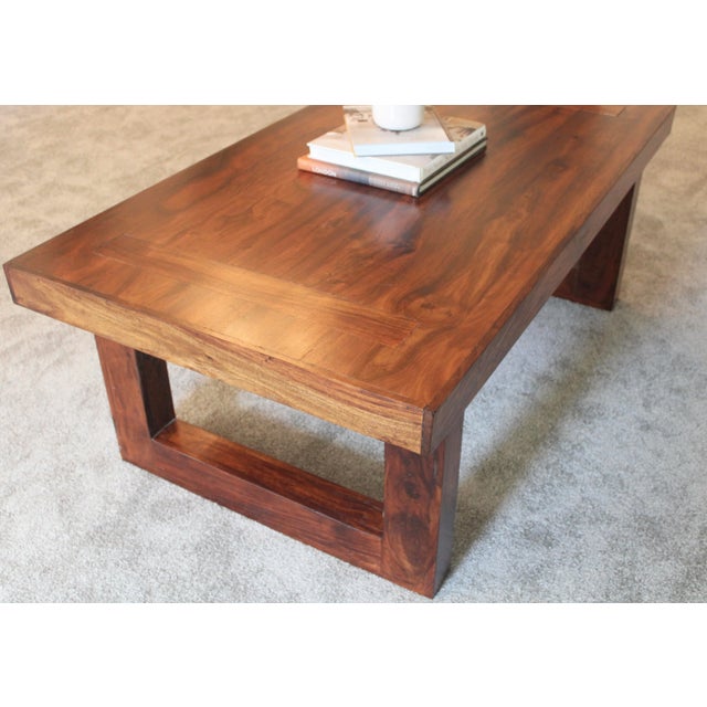 Mid Century Modern Oak Wood Coffee Table For Sale - Image 9 of 13