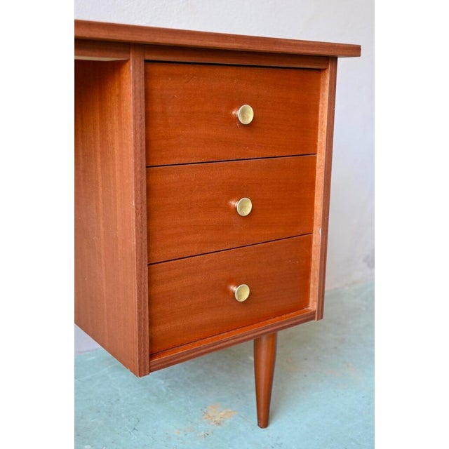 Wood Antique Scandinavian Wooden Desk with Drawers For Sale - Image 7 of 17