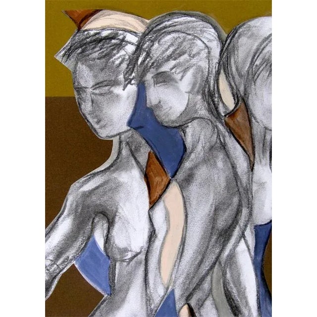 Abstract Abstract Collaged Drawing of Female Figures For Sale - Image 3 of 6