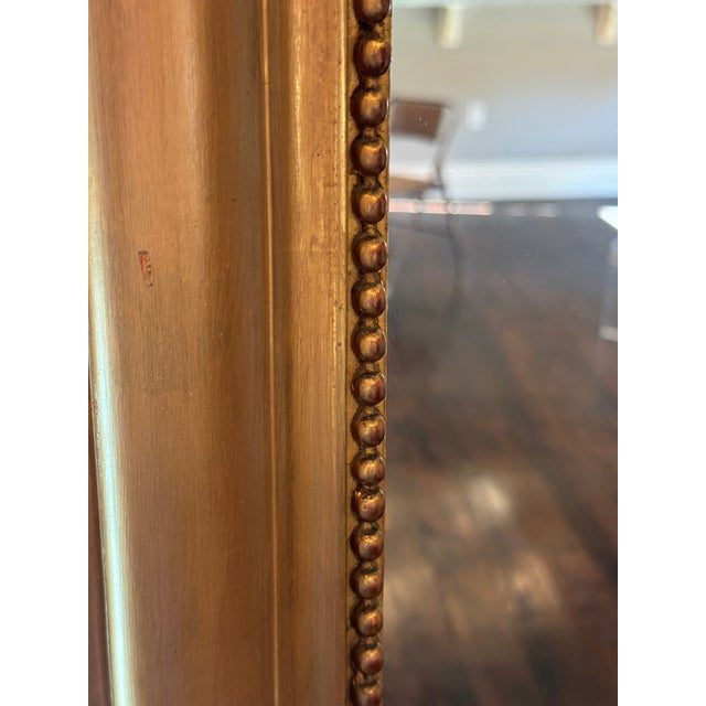 Monumental 19th Century French Louis Philippe Giltwood Arched Overmantel Mirror With Floral Crest For Sale - Image 4 of 7