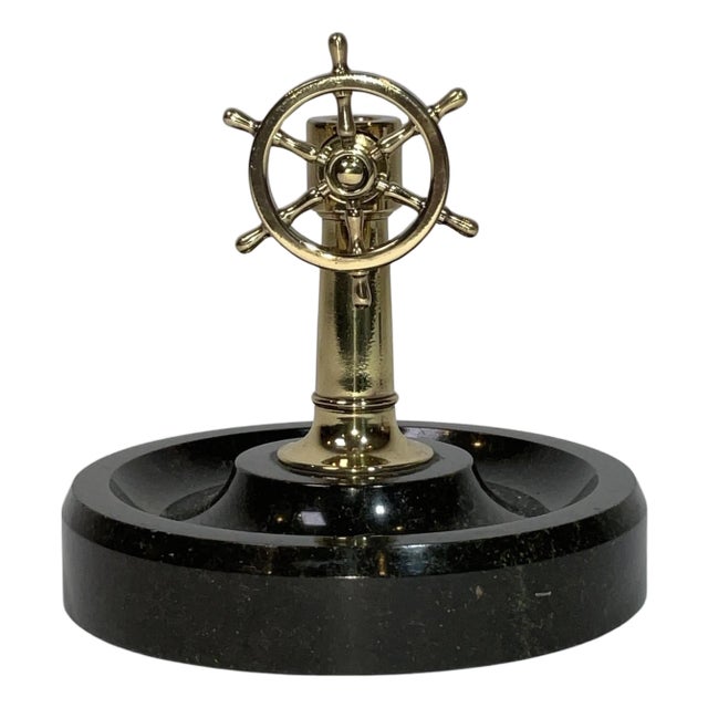 Solid Brass Antique Ship Wheel Cigar Cutter For Sale