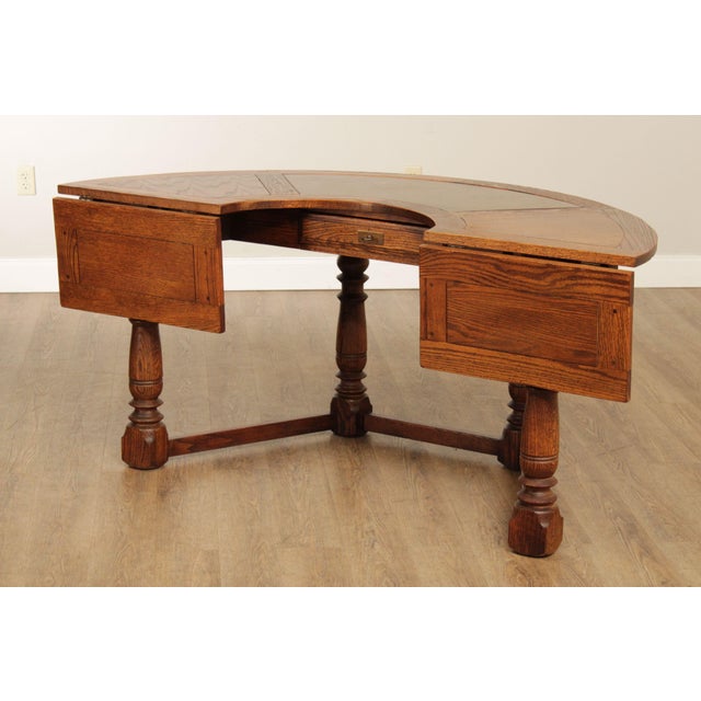 Jacobean Style Demilune Oak Drop Leaf Writing Desk Chairish