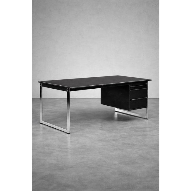 Vintage Danish Black Oak Desk with Chrome Base, 1970s For Sale - Image 15 of 18