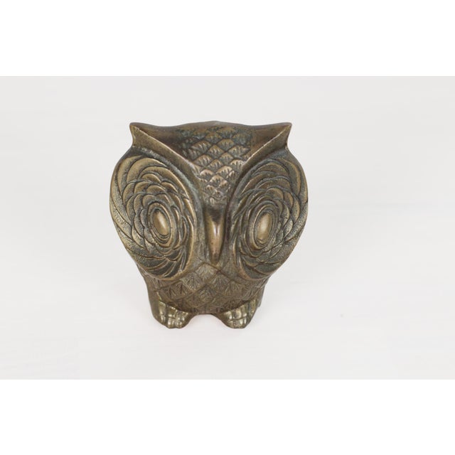 Metal Mid-Century Modern Brass Owl Figurine For Sale - Image 7 of 9